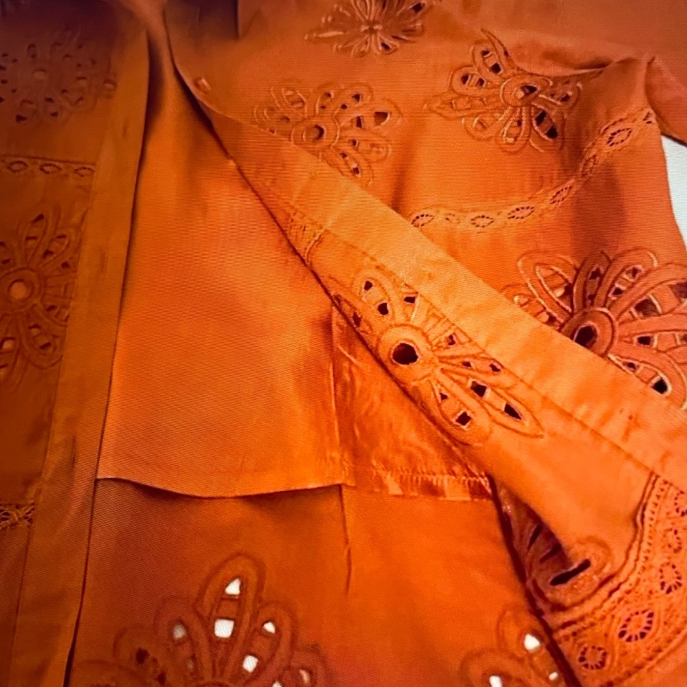 Rust Orange Embroidered Three-Piece Set - Picture 16 of 16